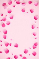 copy space for text background Pink Romantic Rose Petal Scatter concept