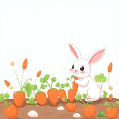 copy space for text background Cute Bunny and Carrot Garden concept