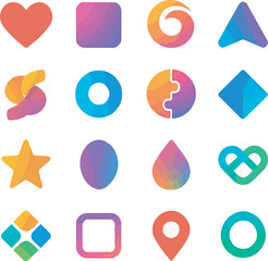 Colorful Geometric Abstract Shapes and Icons Collection Modern Design Elements