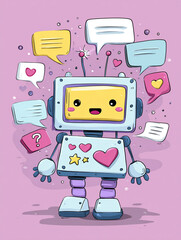 A fun, retro vector illustration featuring a set of funny cartoon robot and android icons, perfect for representing vintage toy machine technology