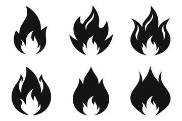 A set of vector Fire black icons on white background