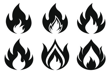 A set of vector Fire black icons on white background