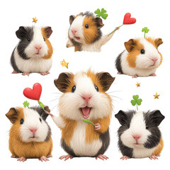  Whimsical Guinea Pigs: A heartwarming collection of playful guinea pigs, each adorned with charming accessories. Capturing their endearing expressions and cuddly charm.
