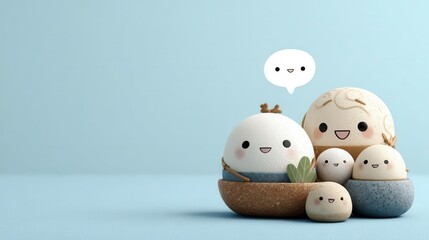 Cute cartoon characters light background
