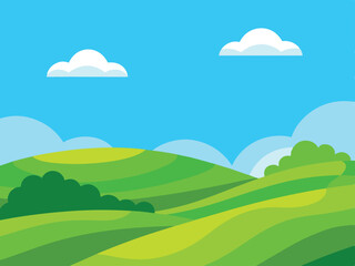 landscape with green grass and blue sky