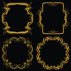 Cherished Gold Floral Borders Decorative Collection Esteemed Art Collection