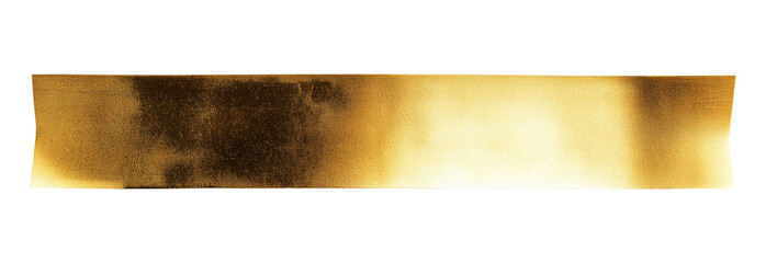 Piece of gold colored foil strip isolated on a transparent background