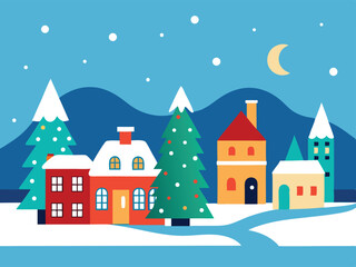 winter landscape with houses