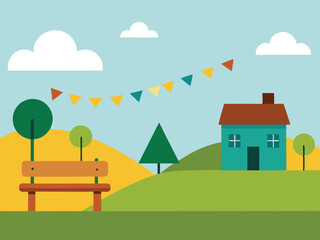 Fototapeta premium vector illustration of a rural landscape