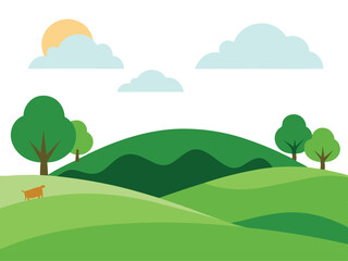 Obraz premium landscape with trees and hills