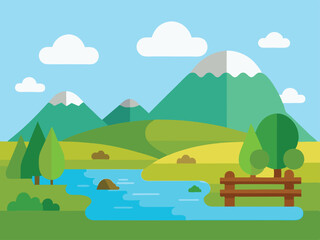 Fototapeta premium landscape with trees and mountains