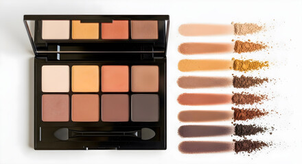 Earth tone eyeshadow palette and swatches showcases beauty and makeup trends for creating stunning eye looks