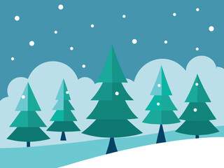 Obraz premium christmas background with trees and snowflakes