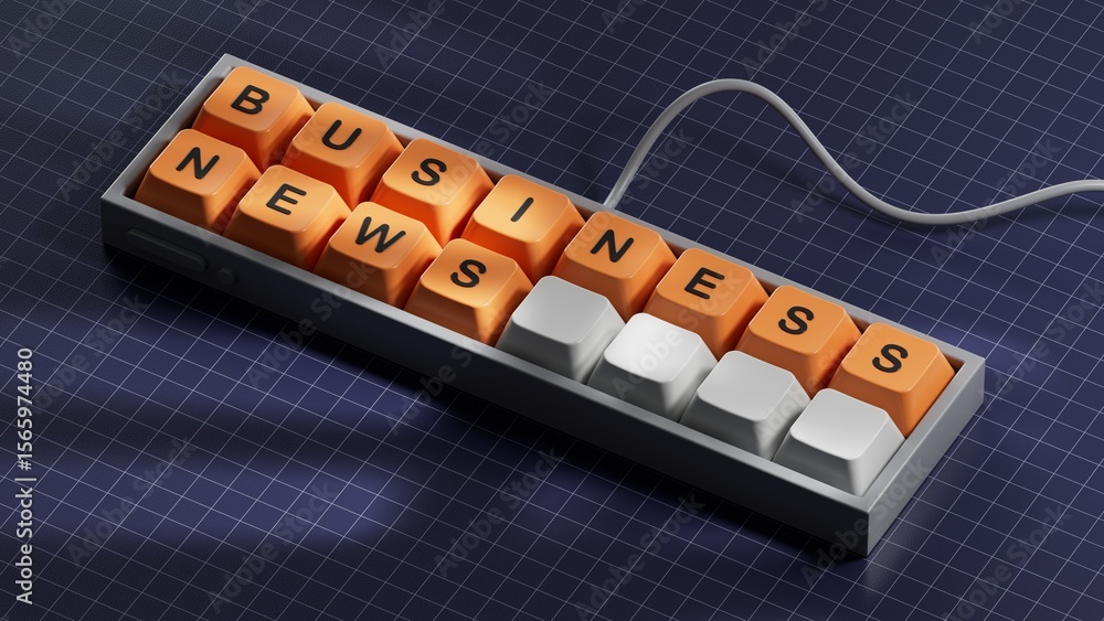 Poster business news symbol. computer keyboard keys with words 'business news'. computer keyboard keys. cop