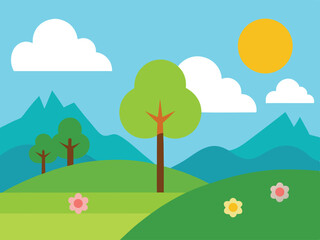 Fototapeta premium summer landscape with trees