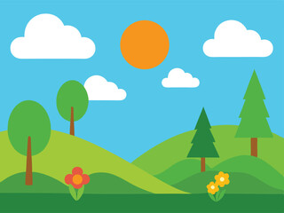 summer landscape with trees