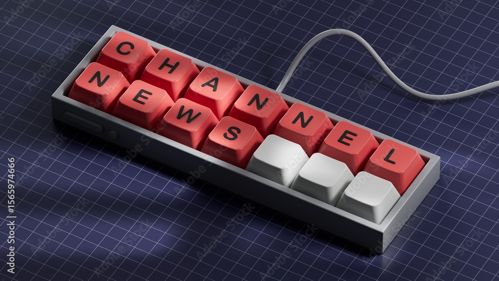 Poster channel news symbol. computer keyboard keys with words 'channel news'. computer keyboard keys. copy 