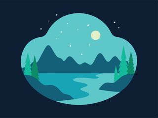 winter landscape with moon