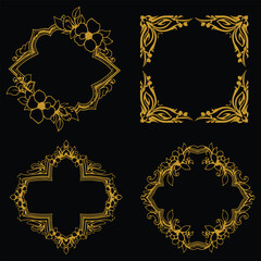 Elegant Gold Floral Borders Decorative Collection Classic Style