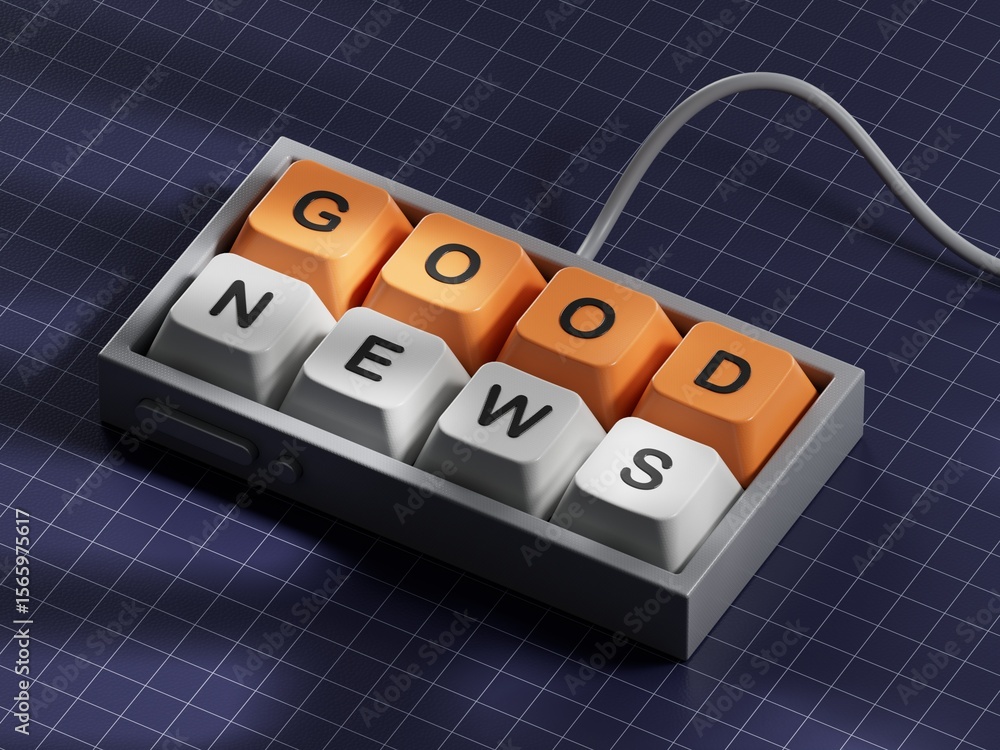 Poster good news symbol. computer keyboard keys with words 'good news'. computer keyboard keys. copy space.