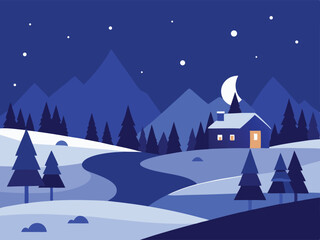 Fototapeta premium winter landscape with houses