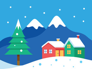 winter landscape with houses