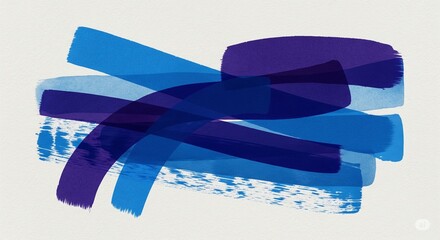 Dynamic Abstract Blue and Purple Brush Strokes on Minimalist White Background - Modern Artistic Design.