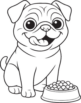 Cute Pug Puppy Coloring Page for Kids &ndash; Printable Dog Illustration