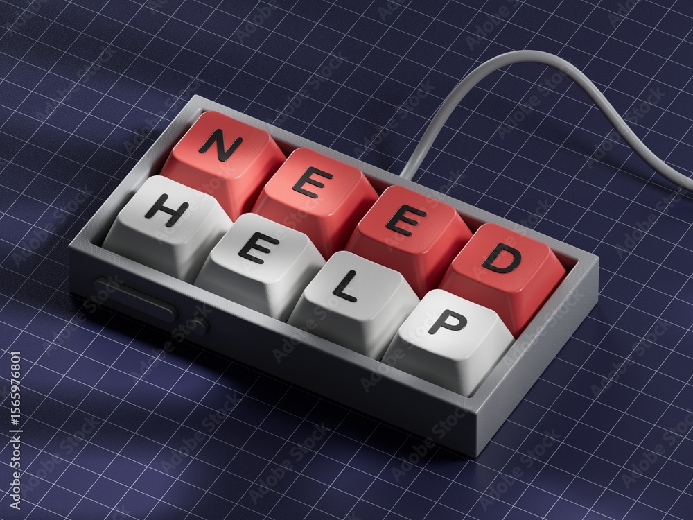 Poster need help symbol. concept word need help on computer keyboard keys.business and need help concept. c