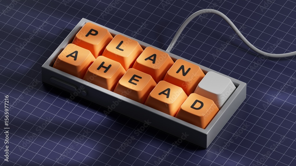 Poster plan ahead symbol. computer keyboard keys with words plan ahead. business and plan ahead concept. co
