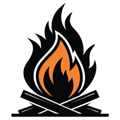 Burning bonfire cartoon vector icon illustration on white background