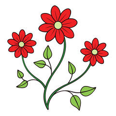 Elegant red flowers bloom amid swirling vines, creating a romantic, nature-inspired design full of grace, passion, and organic flow—perfect for decorative art.
