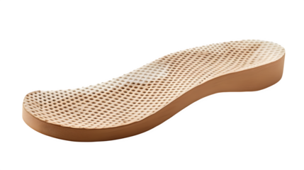 Shoe insole with textured surface, isolated on transparent background