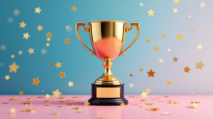 gold trophy cup, A Celebration in Gold and Stars.