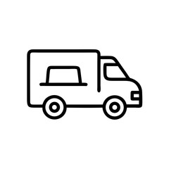 Fototapeta premium Food truck icon in minimalist style with simple line design 
