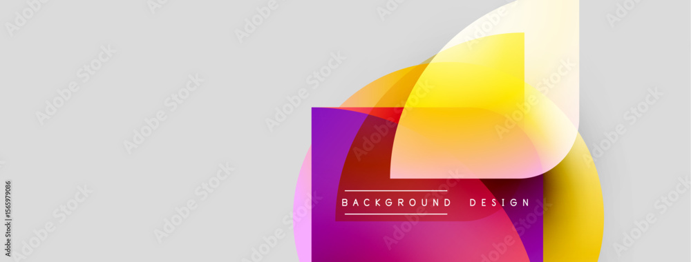 Poster abstract vibrant shapes overlap, creating dynamic colorful background. text reads background design.