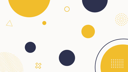 Abstract geometric background with navy blue and yellow circular shapes.