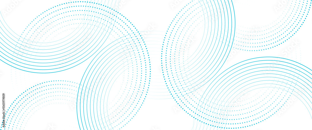 Poster vector circle line blue round pattern background.