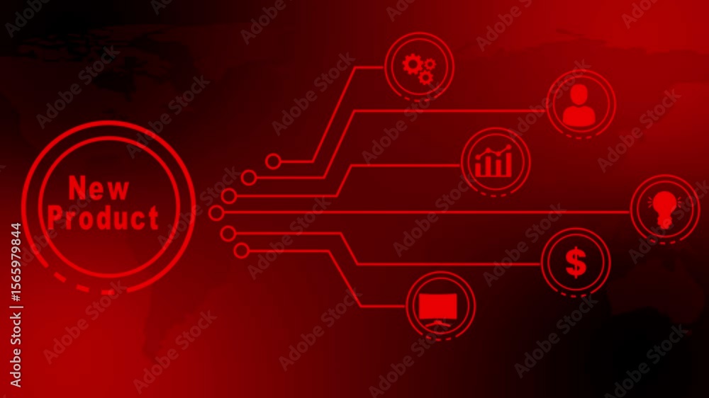 Aufkleber new product launch announcement futuristic tech circuit board design red gradient background
