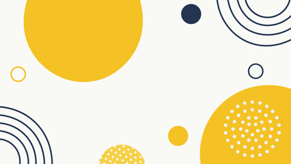 Abstract geometric design with yellow circles and dotted patterns on white background