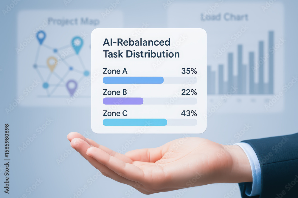 Poster ai rebalanced task distribution civil engineering and construction is visualized this digital interf