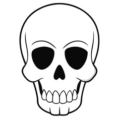 Obraz premium Simple Outline Drawing of a Human Skull Front View 