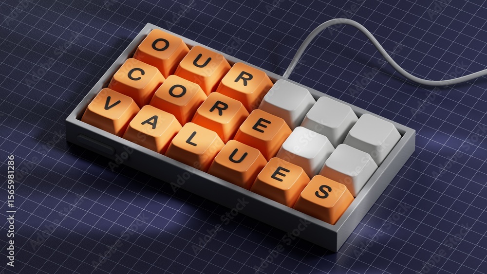 Fototapete our core values symbol. concept words our core values on computer keyboard keys.business and our cor