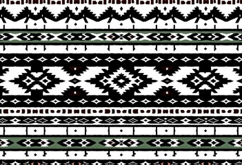 Geometric southwest Navajo-inspired black and white striped vector seamless pattern for textile and home decor,  southwest,  surface