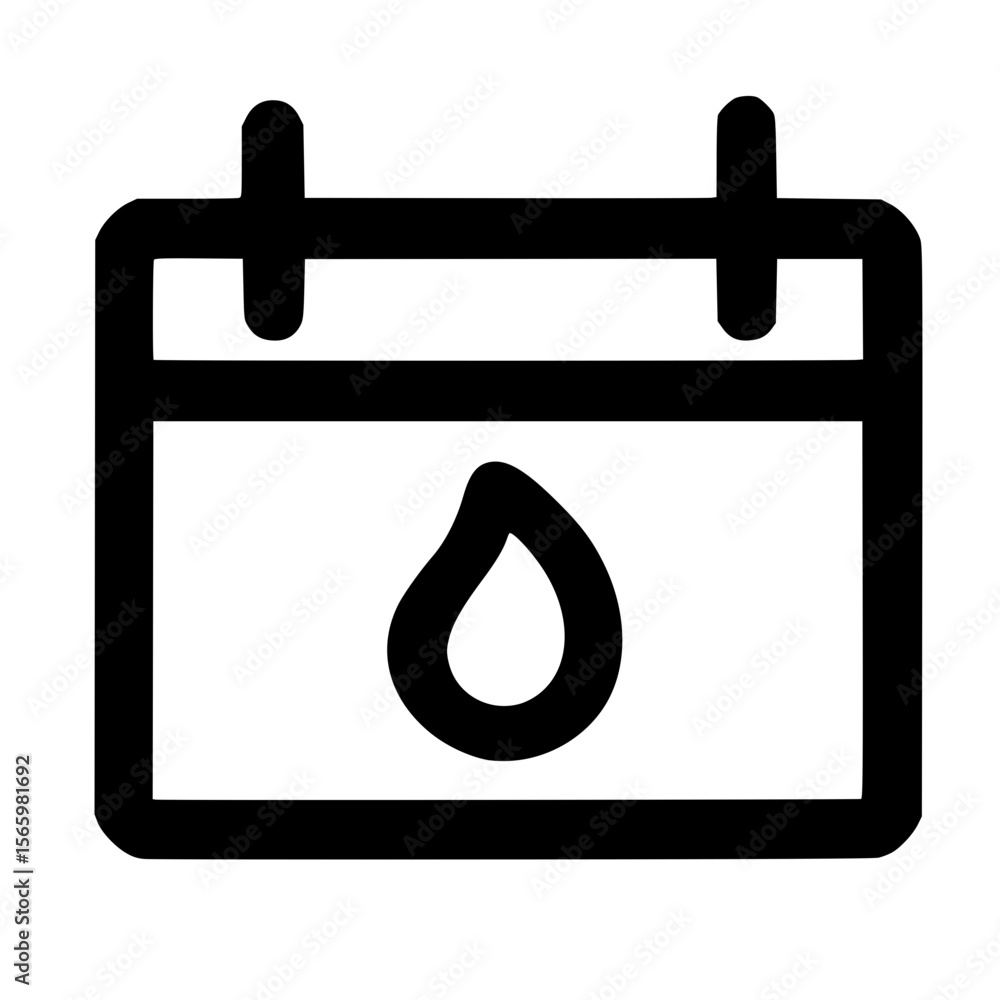 Poster simple line style water drop on calendar page icon element