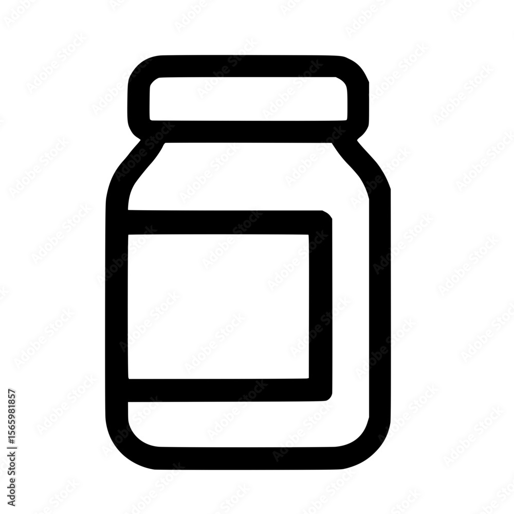 Poster Simple Outline Jar Isolated Container Object Food Storage Line Art