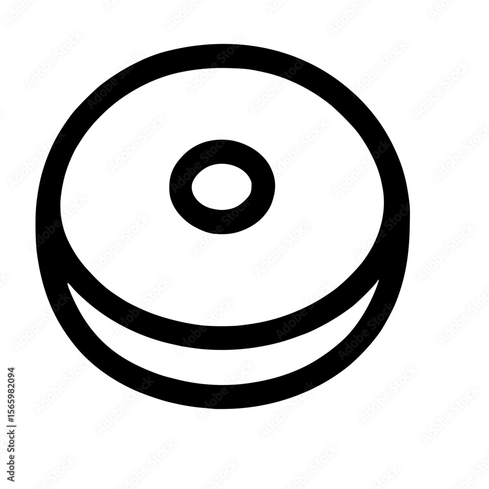 Poster simple line art round stacked disc shape interface icon