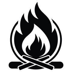 campfire black vector icon design on white background