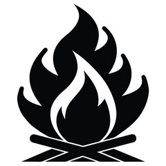 campfire black vector icon design on white background