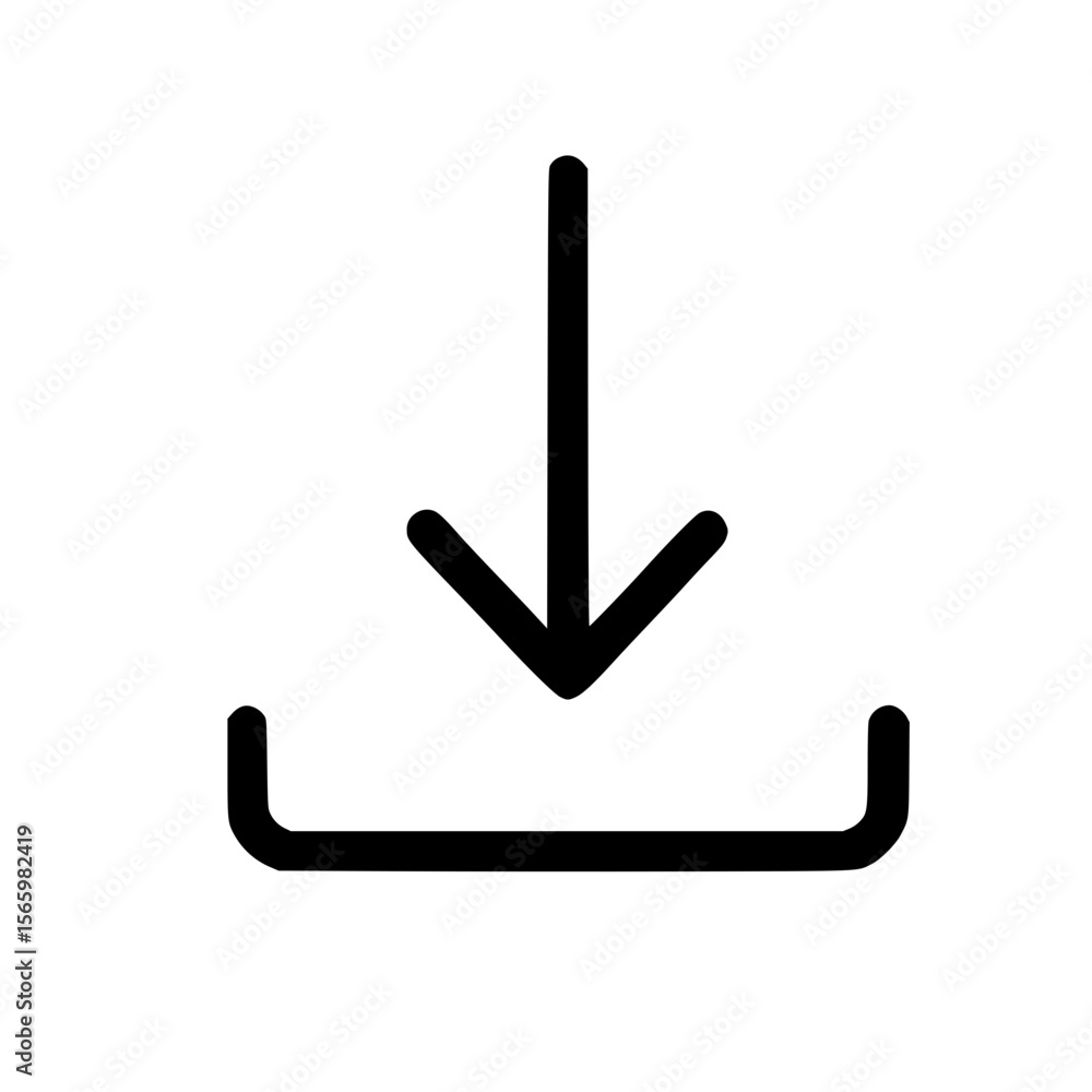 Poster simple outline symbol download arrow pointing down user interface icon